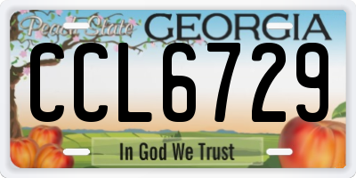 GA license plate CCL6729
