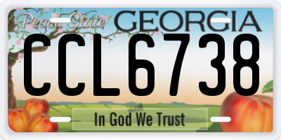 GA license plate CCL6738