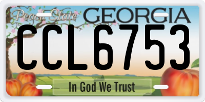 GA license plate CCL6753