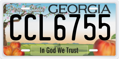 GA license plate CCL6755