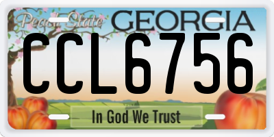 GA license plate CCL6756