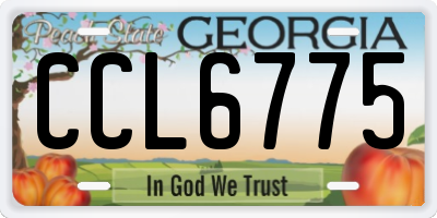 GA license plate CCL6775
