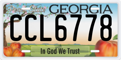 GA license plate CCL6778