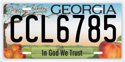 GA license plate CCL6785