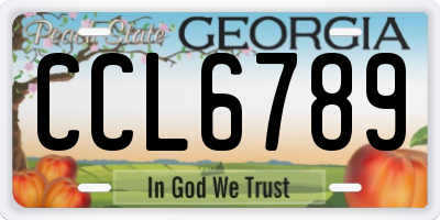 GA license plate CCL6789