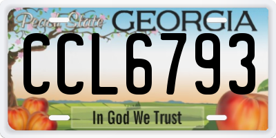 GA license plate CCL6793
