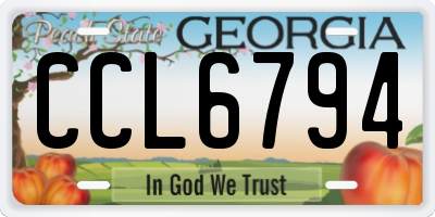 GA license plate CCL6794