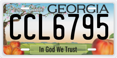 GA license plate CCL6795