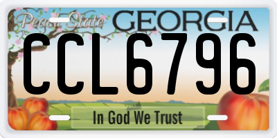 GA license plate CCL6796