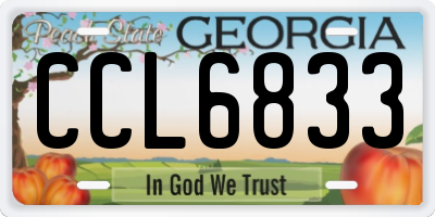 GA license plate CCL6833
