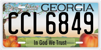GA license plate CCL6849