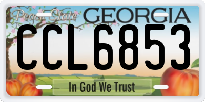 GA license plate CCL6853