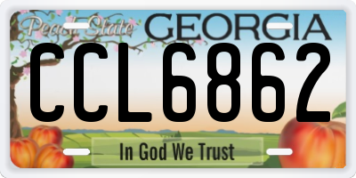 GA license plate CCL6862