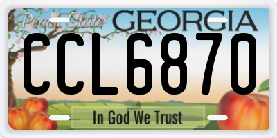 GA license plate CCL6870