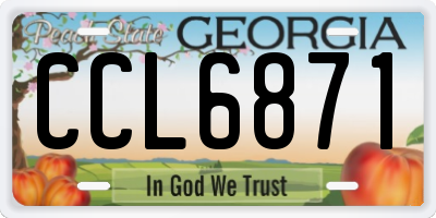 GA license plate CCL6871
