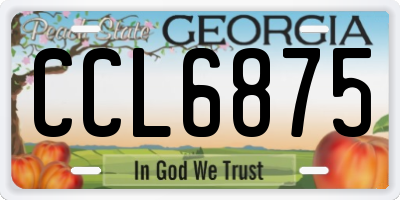GA license plate CCL6875