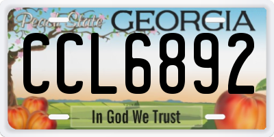 GA license plate CCL6892