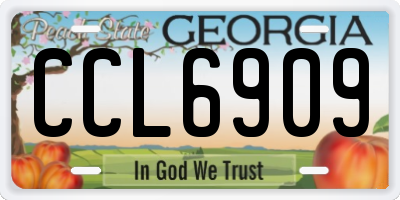 GA license plate CCL6909
