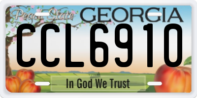 GA license plate CCL6910