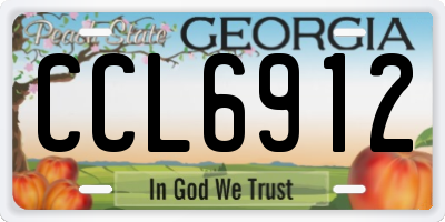 GA license plate CCL6912