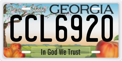 GA license plate CCL6920