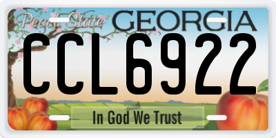 GA license plate CCL6922