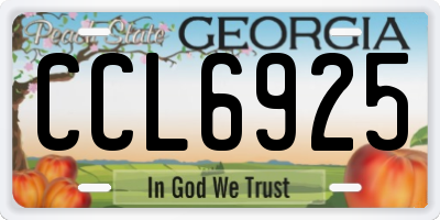 GA license plate CCL6925