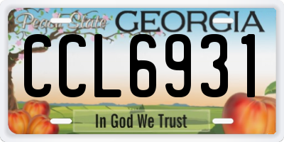 GA license plate CCL6931