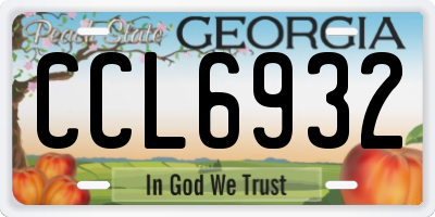 GA license plate CCL6932
