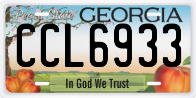 GA license plate CCL6933