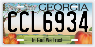 GA license plate CCL6934