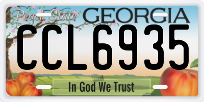 GA license plate CCL6935