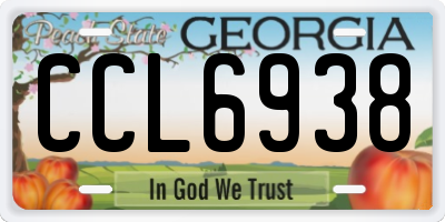 GA license plate CCL6938