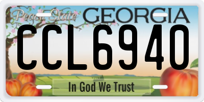 GA license plate CCL6940