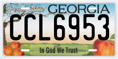GA license plate CCL6953