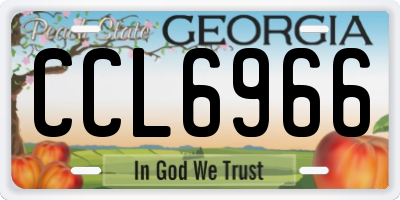 GA license plate CCL6966