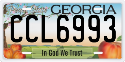 GA license plate CCL6993