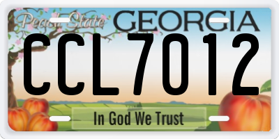 GA license plate CCL7012