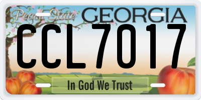 GA license plate CCL7017