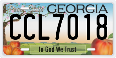 GA license plate CCL7018