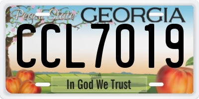 GA license plate CCL7019