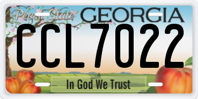 GA license plate CCL7022
