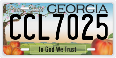 GA license plate CCL7025