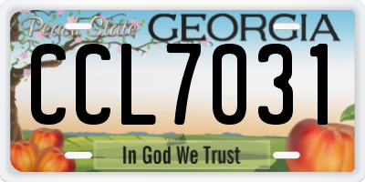 GA license plate CCL7031