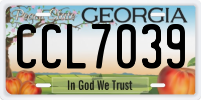 GA license plate CCL7039