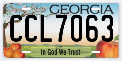 GA license plate CCL7063