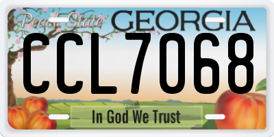 GA license plate CCL7068