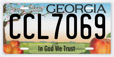 GA license plate CCL7069