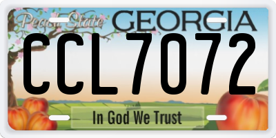 GA license plate CCL7072