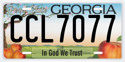 GA license plate CCL7077